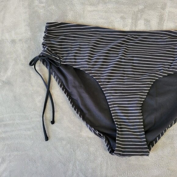 Time Tru Womens Bikini Bottom 2X 20W 22W Plus Swimwear Black Stripe STR33E - Picture 2 of 10